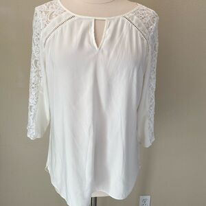 Express White Lace Sleeve Blouse
